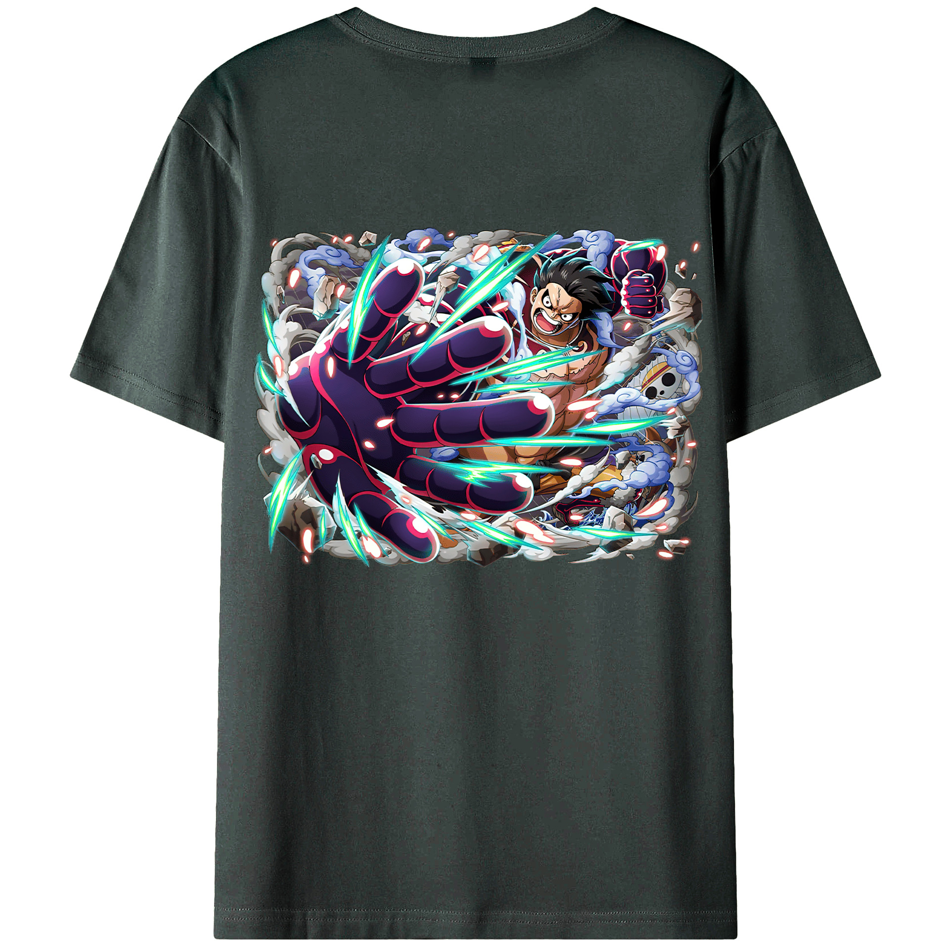 ワンピース モンキー・D・ルフィ ONE PIECE Monkey D. Luffy 綿100％ メンズ半袖Tシャツ（バックプリント） 通気性